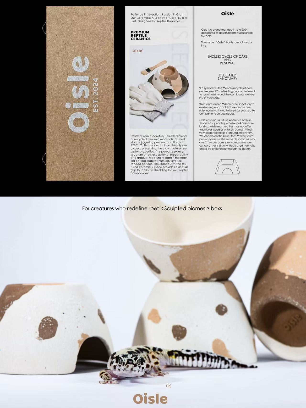 Oisle Eco-Friendly Ceramic Shelter, Breathable Shelter for Geckos & Snakes